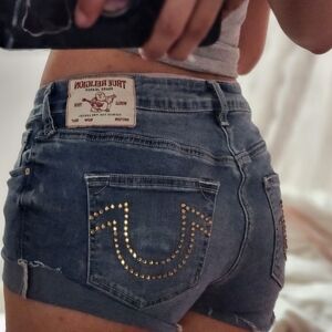 True Religion Women's Blue Denim Shorts